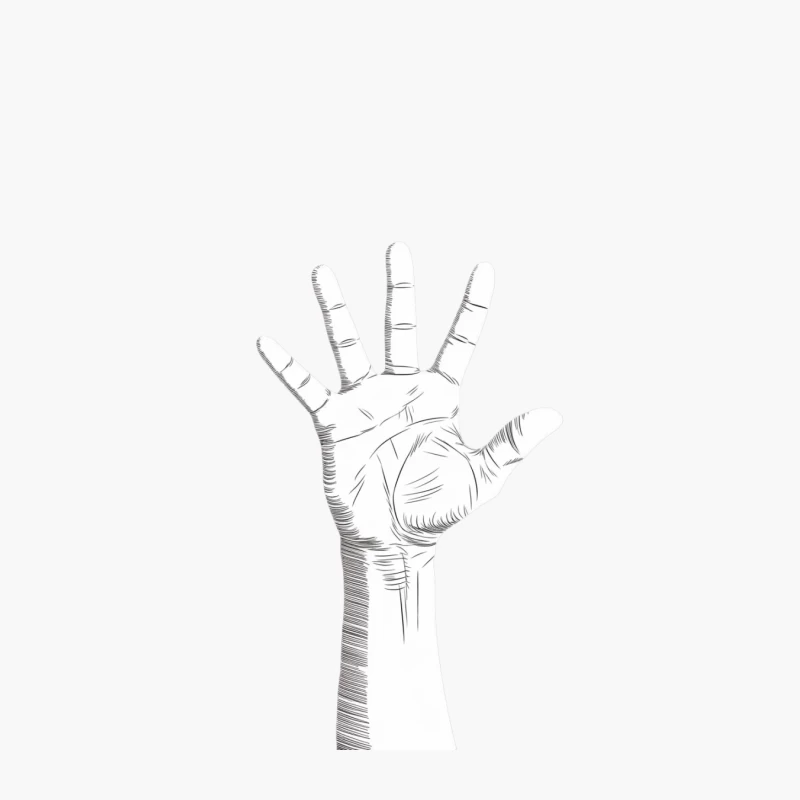 Artistic Monochrome Sketch of an Open Hand Cotton Tote Bag