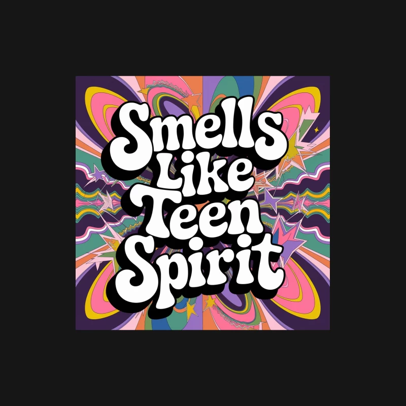 Psychedelic Retro Typography: "Smells Like Teen Spirit" in Groovy 60s Style Female Long Sleeve T-Shirt
