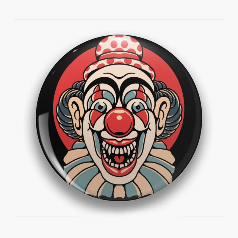 Vintage Clown Illustration Pin