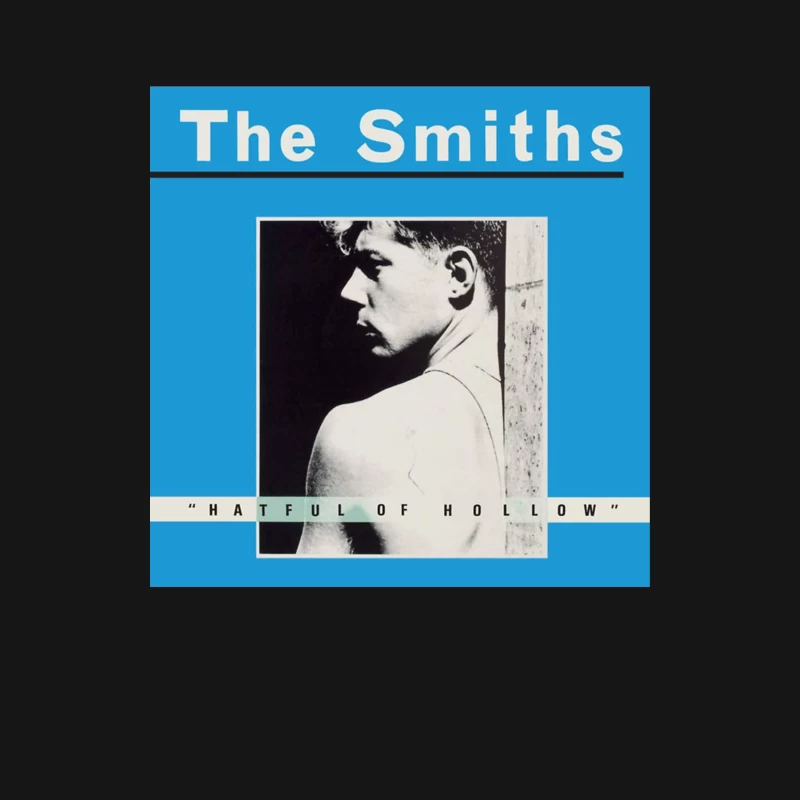 The Smiths "Hatful of Hollow" Album Cover with Black and White Portrait on Blue Background Female Long Sleeve T-Shirt