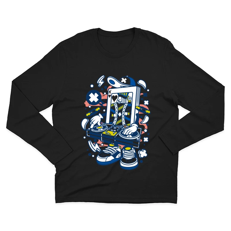 DJ Carte Roi de Coeur Homme Manches Longues T-Shirt