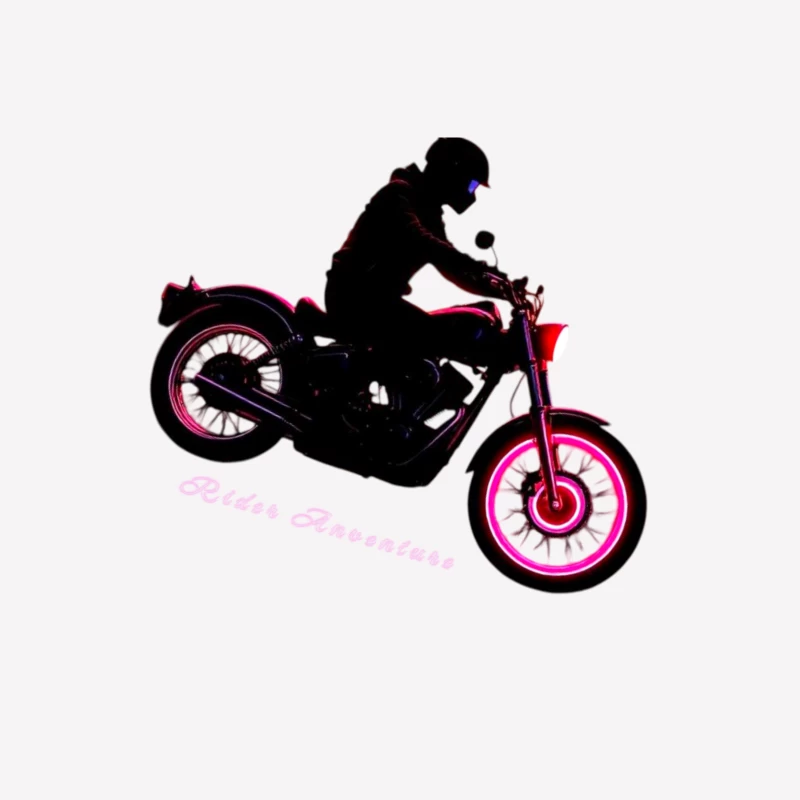 Neon-Glowing Vintage Motorcycle Rider Silhouette Male T-Shirt