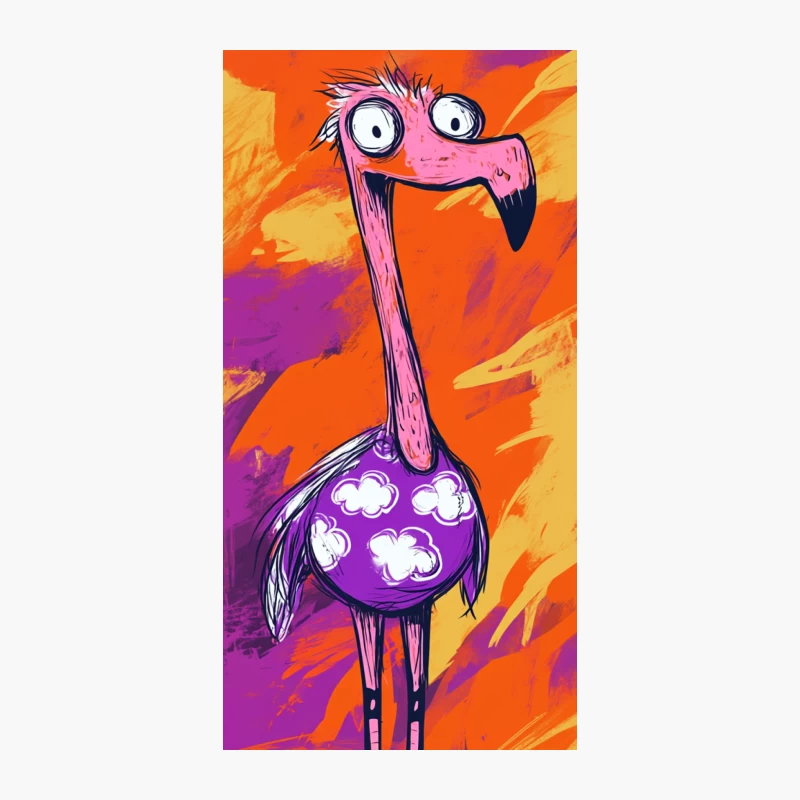Whimsical Purple Flamingo Digital Art Illustration iPhone Case