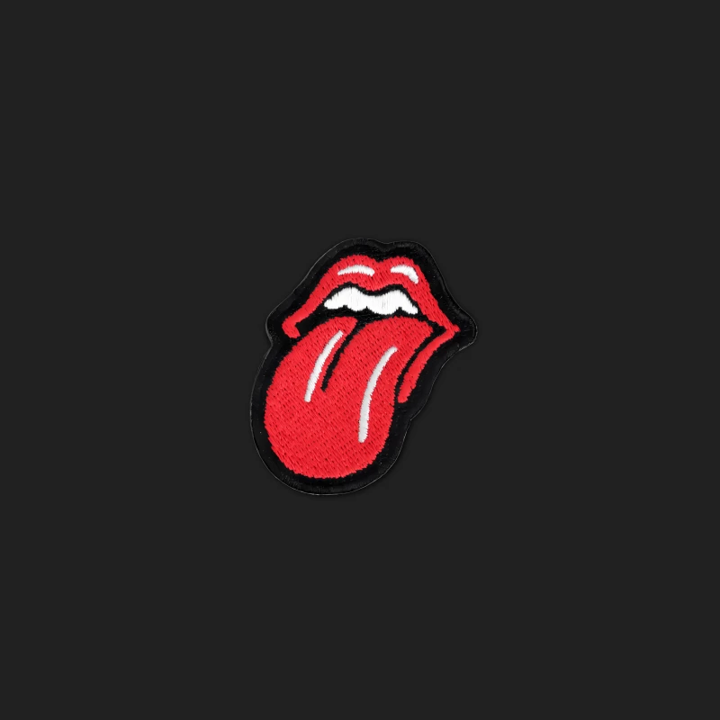 Iconic Red Lips and Tongue Embroidered Rock and Roll Patch Bucket Hat