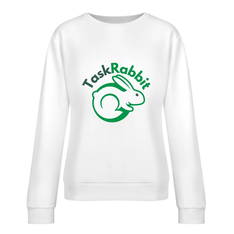 TaskRabbit Green Circular Rabbit Logo Design Female Pullover Sweatshirt