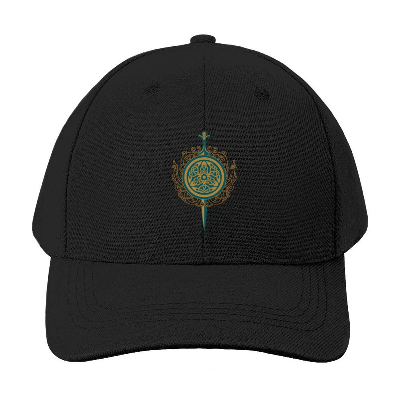 Intricate Celtic Knot Shield and Sword Design Baseball Cap