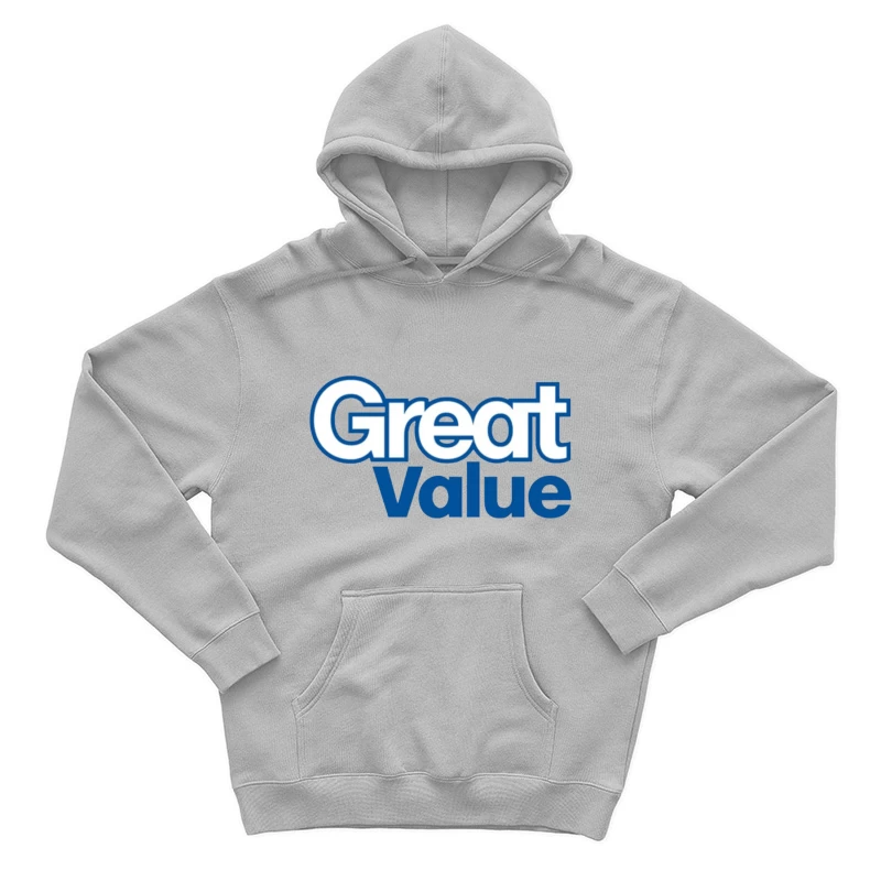 Great Value Walmart Store Brand Logo in Blue Text Male Pullover Hoodie