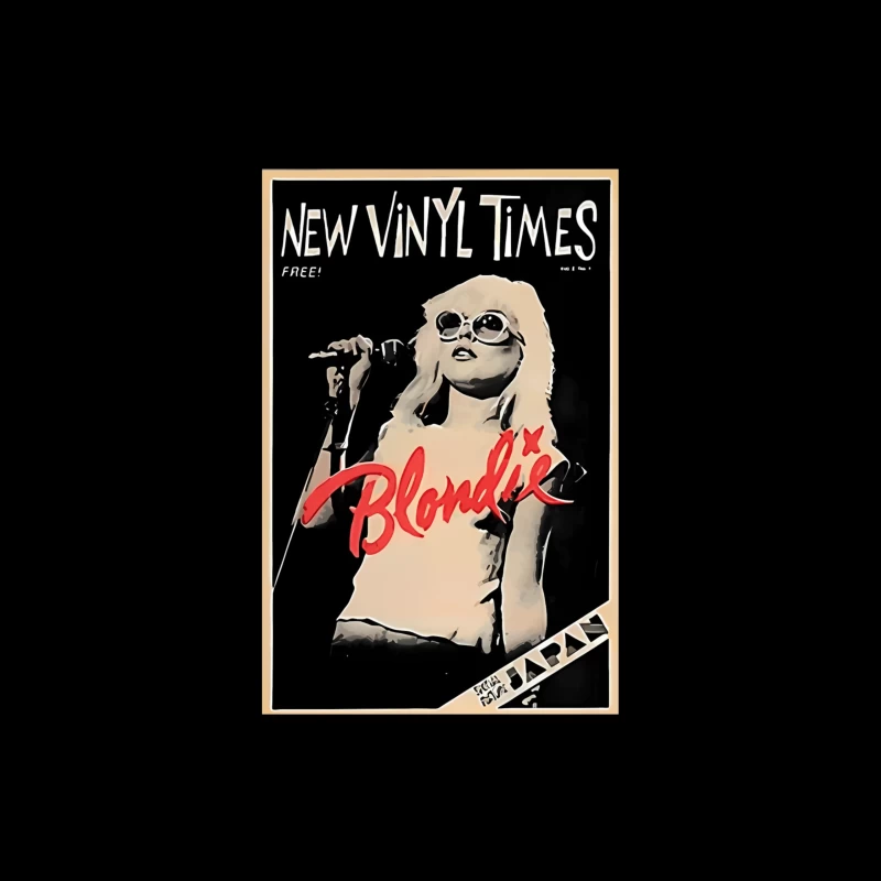 Vintage New Vinyl Times Magazine Cover Featuring Blondie in Black and White Throw Pillow