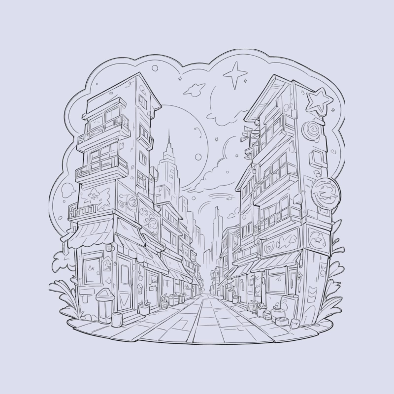 Urban Fantasy Street Scene Mouse Pad