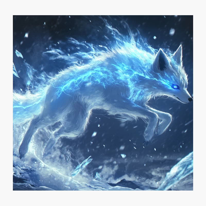 Ethereal Ice Wolf: A Mystical Winter Spirit Throw Pillow