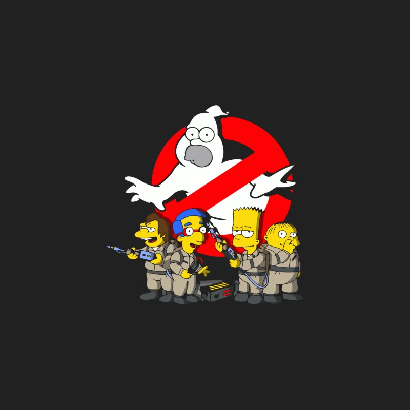 The Simpsons as Ghostbusters: A Cartoon Crossover Parody Bucket Hat