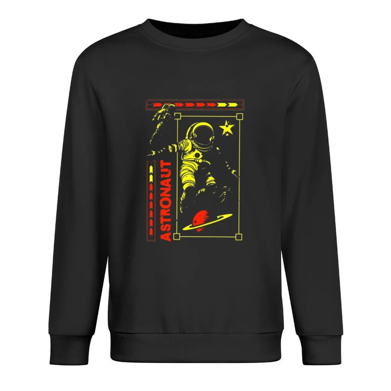 Retro Space Astronaut Vintage Poster Design Male Pullover Sweatshirt