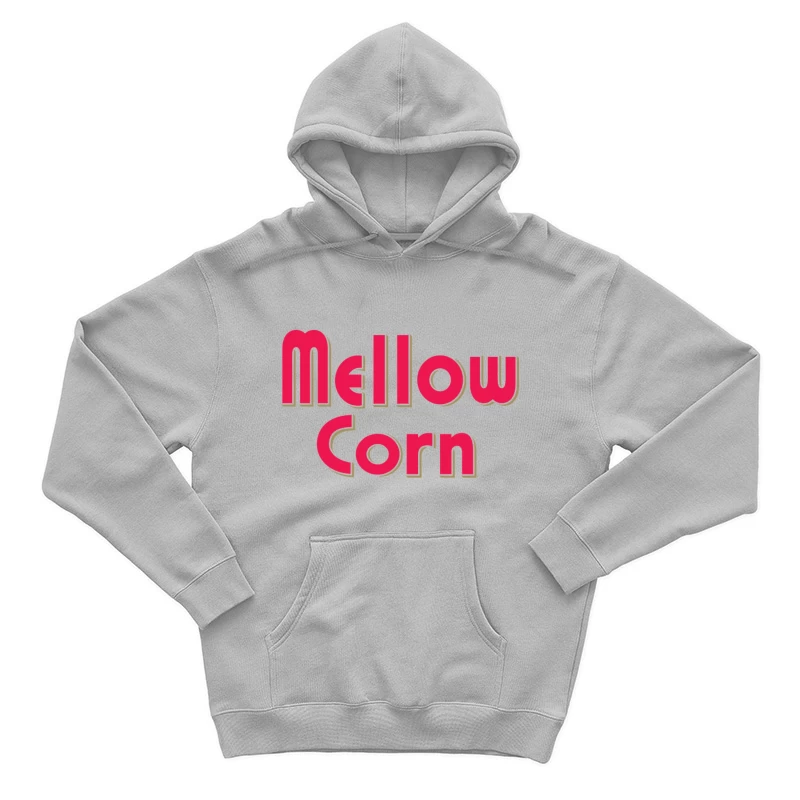 Retro Pink "Mellow Corn" Typography Logo Design Male Pullover Hoodie