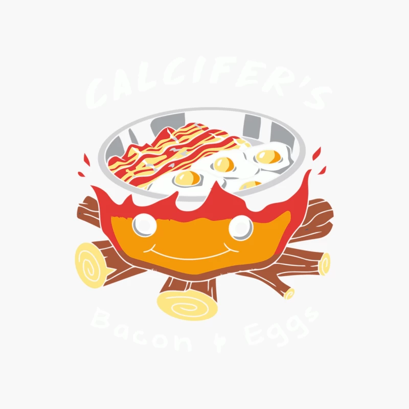 Cartoon Campfire Breakfast: Bacon and Eggs Cotton Tote Bag