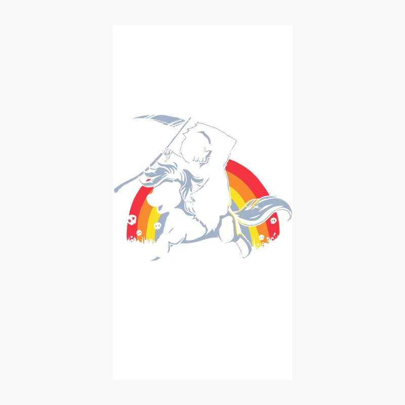 Colorful Cartoon Grim Reaper with Rainbow iPhone Case