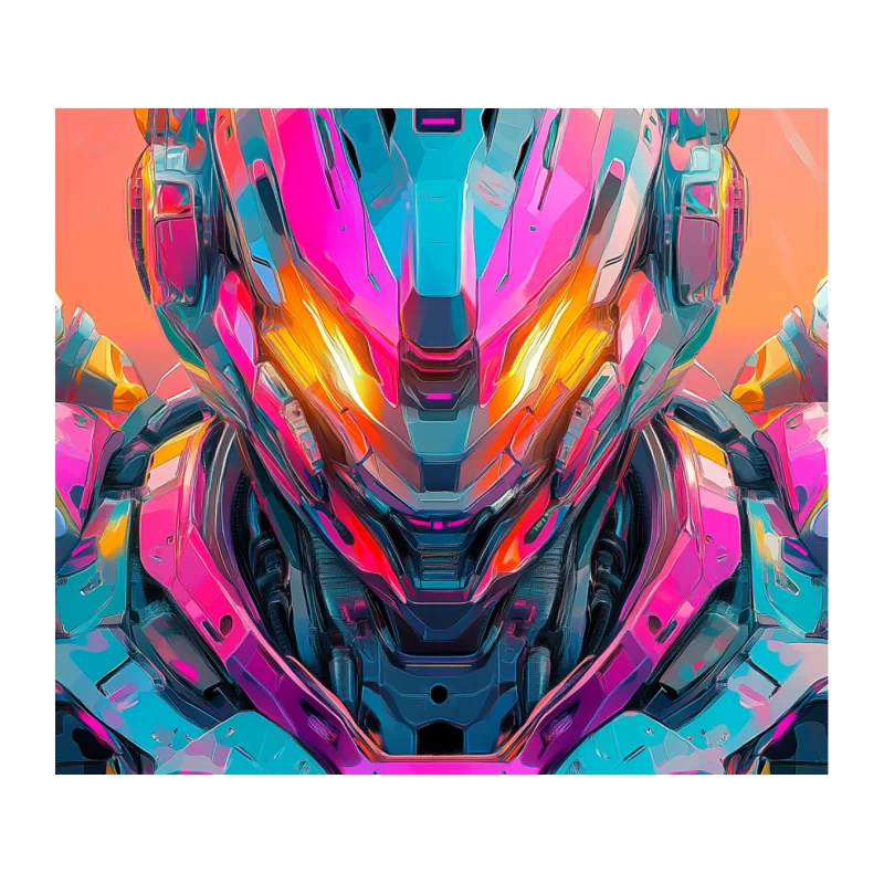 Vibrant Futuristic Mecha: A Colorful Sci-Fi Robot Design Tapestry