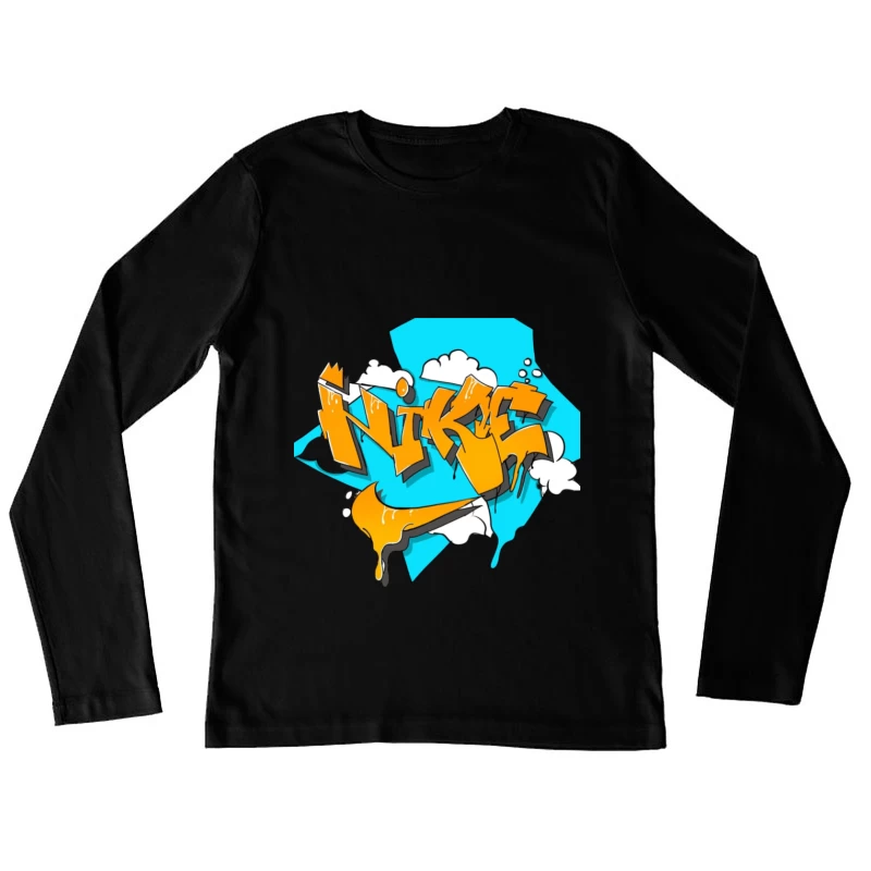 Graffiti-Stil Nike-Design mit leuchtenden Farben Damen Langarm T-Shirt