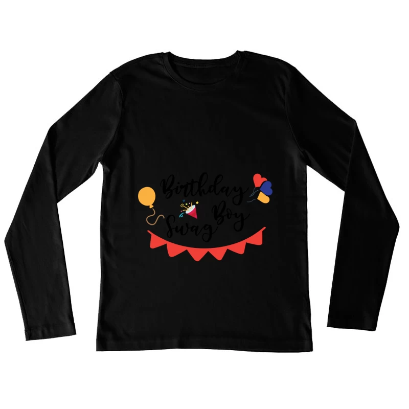 Fête colorée avec ballons et fanions Femme Manches Longues T-Shirt