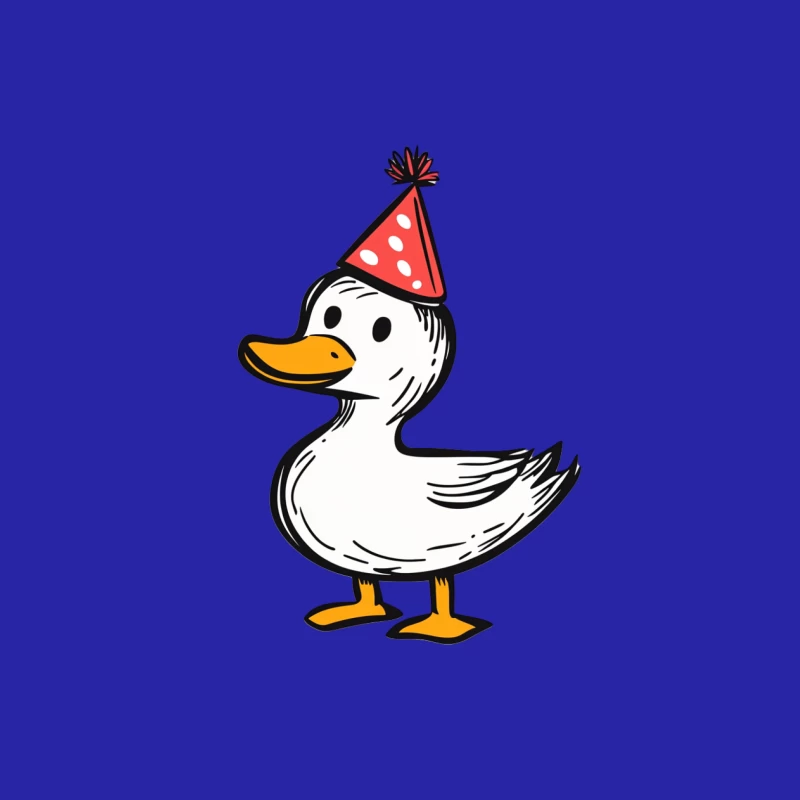 Cute Cartoon Duck Wearing Red Party Hat Male Tank Top