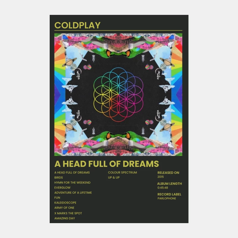 Coldplay's Vibrant Album Cover: A Head Full of Dreams Male Tank Top