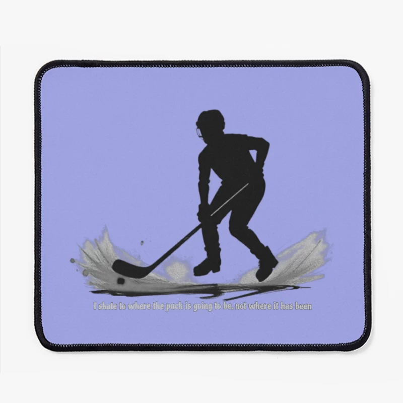 Dynamic Hockey Player Silhouette with Motivational Quote Mouse Pad