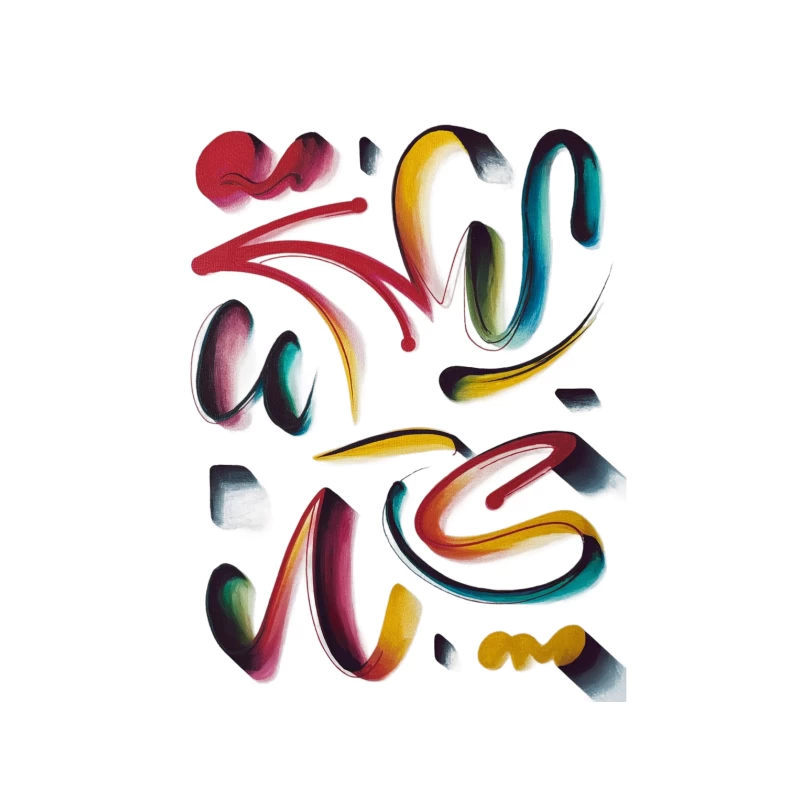 Vibrant Abstract Brushstrokes: A Modern Colorful Composition Tapestry