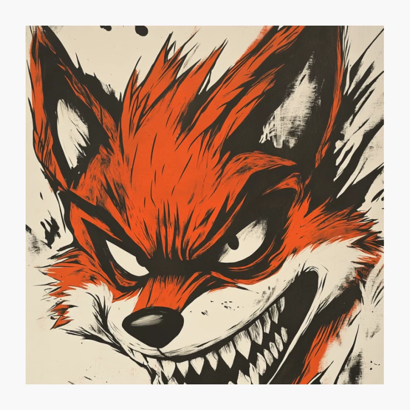 Menacing Cartoon Fox with Sharp Grin Pin