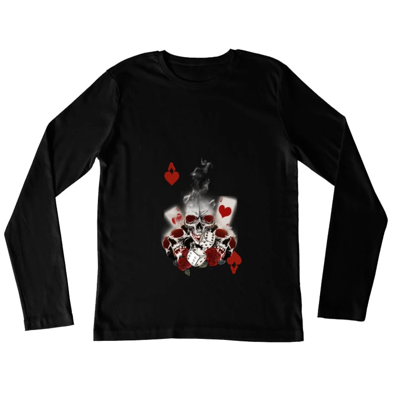 Skelettschädel und Spielkarten Damen Langarm T-Shirt