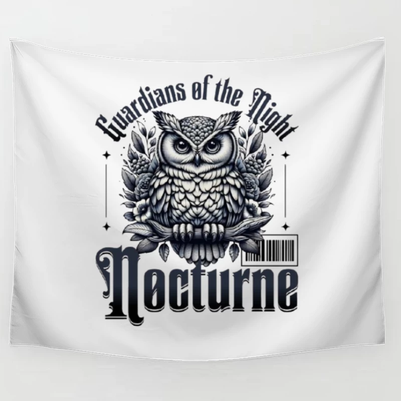 Gothic Night Guardian Owl Vintage Illustration Tapestry