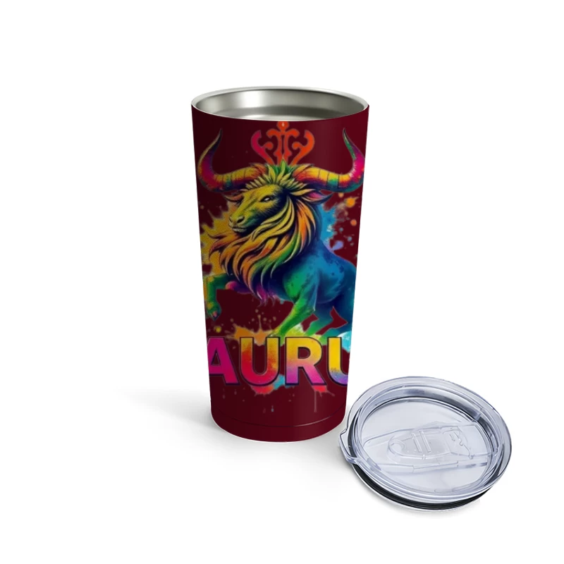 Colorful Taurus Zodiac Illustration Travel Mug