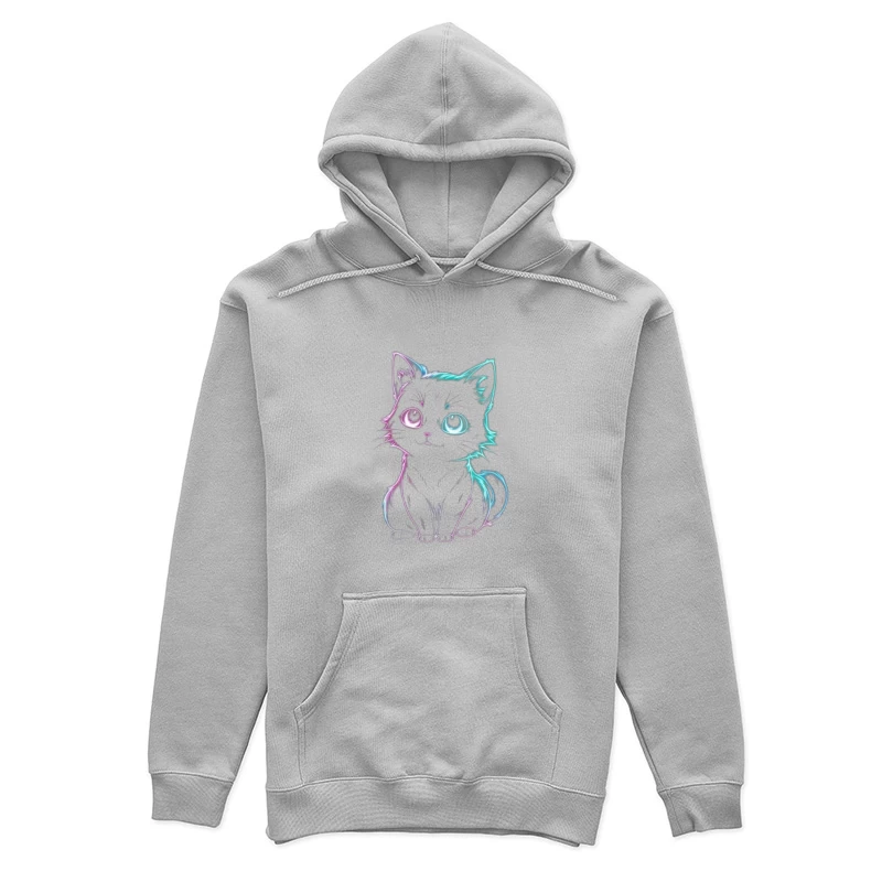 Neon Glow Cute Cat Illustration Female Pullover Hoodie
