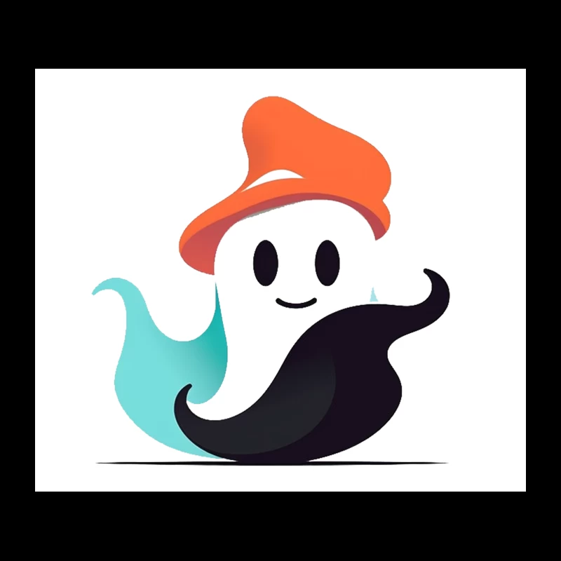 Cute Ghost Mascot with Orange Hat Tapestry