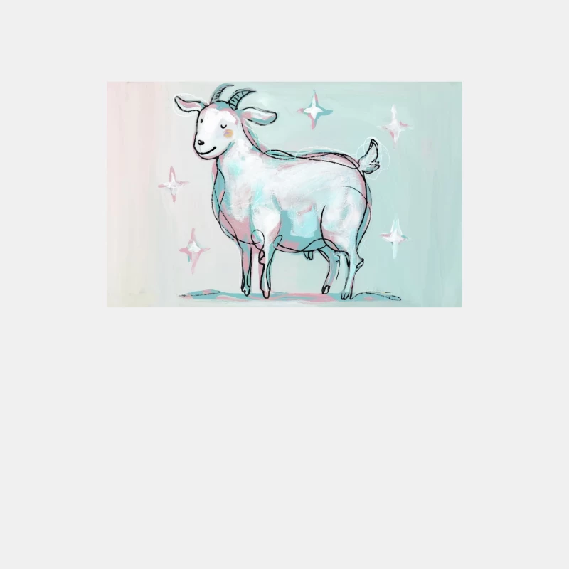 Whimsical Pastel Goat Illustration with Sparkling Stars Male Tank Top