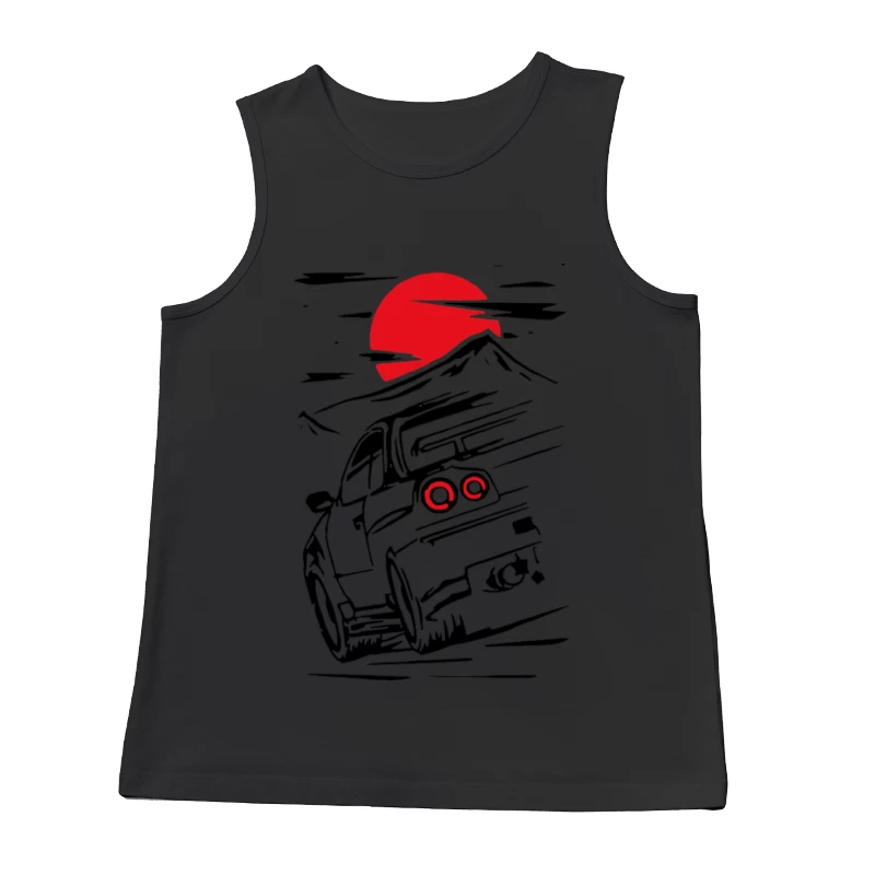 Sportwagen vor rotem Mond Herren Tanktops