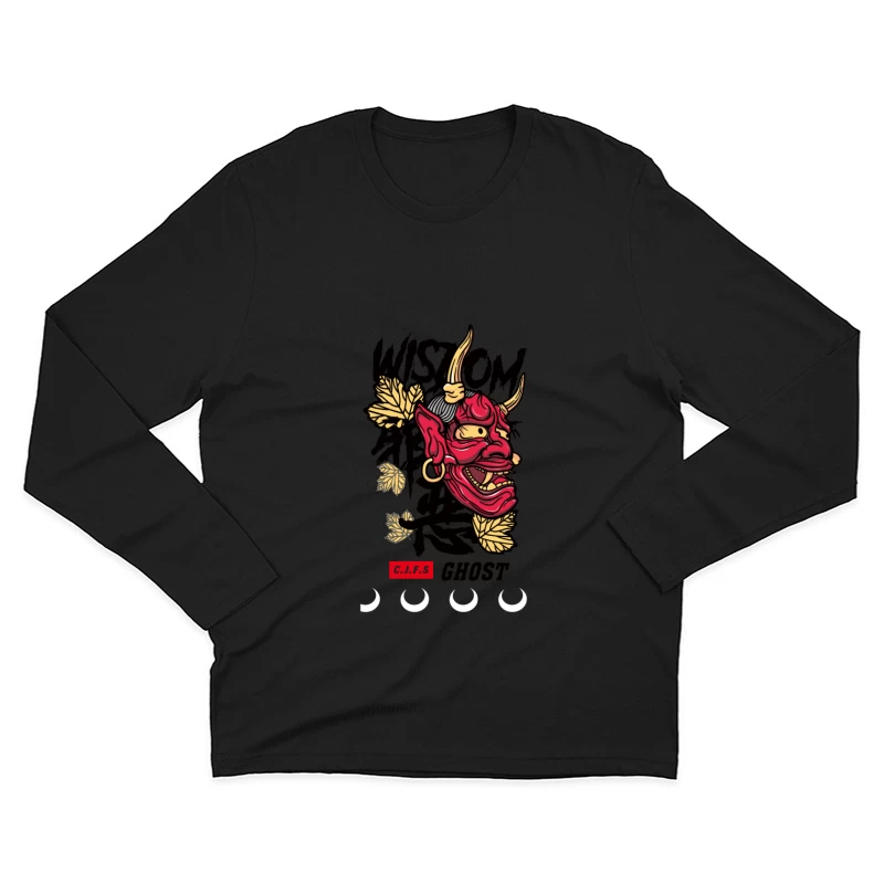 Weisheit Oni Maske Design Herren Langarm T-Shirt