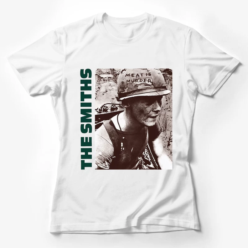 Vintage Activist Portrait with "Meat is Murder" Helmet Female T-Shirt