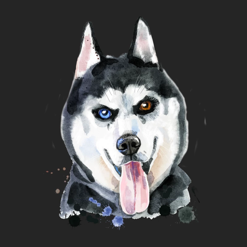 Portrait aquarelle de husky avec yeux hétérochromes Femme Sweat-shirt à enfiler