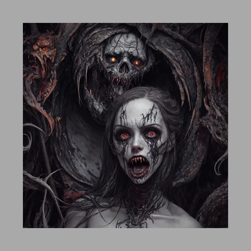 Gothic Nightmare: Demonic Horrors in Dark Fantasy Female Pullover Hoodie