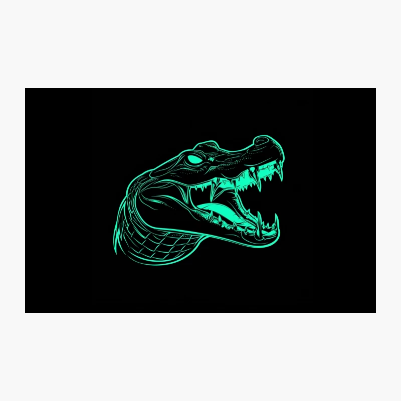 Neon Alligator: Glowing Digital Art of Fierce Reptile Travel Mug