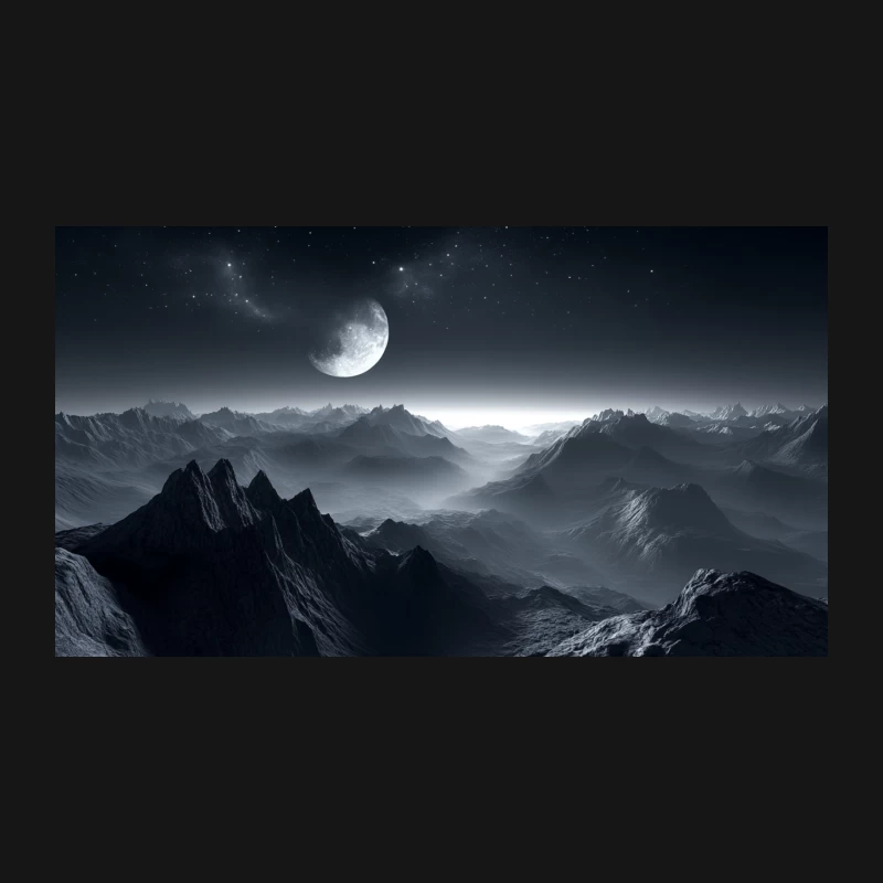 Ethereal Moonlit Mountain Landscape Desk Mat