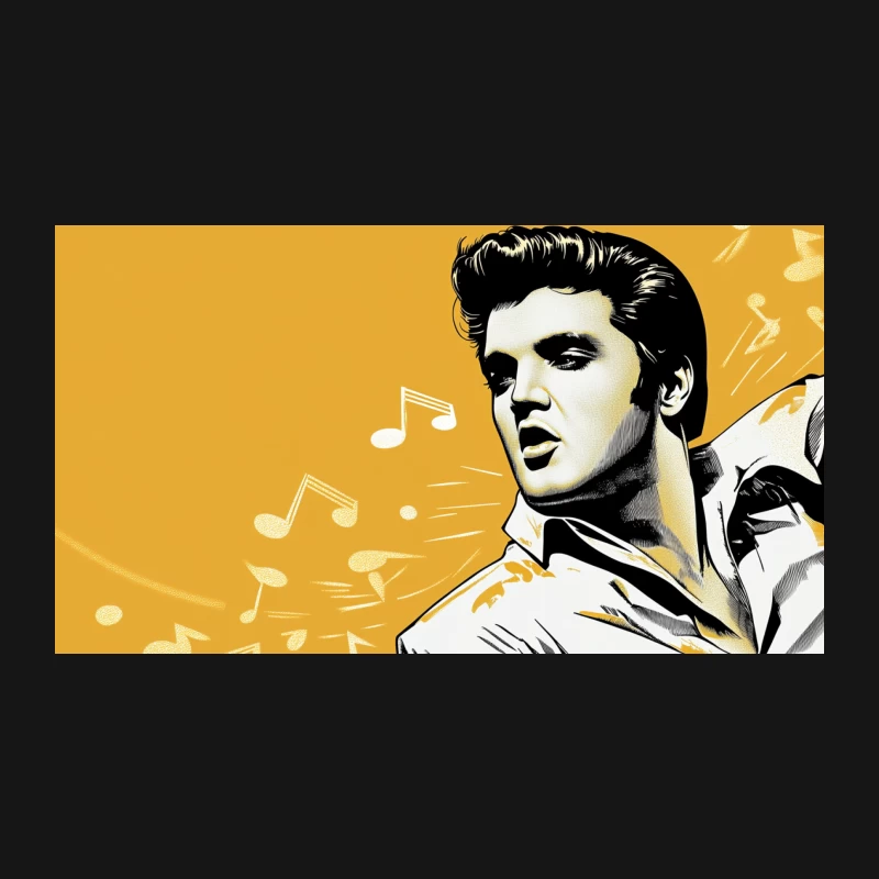 Iconic Illustration of Elvis Presley: The King of Rock and Roll Desk Mat