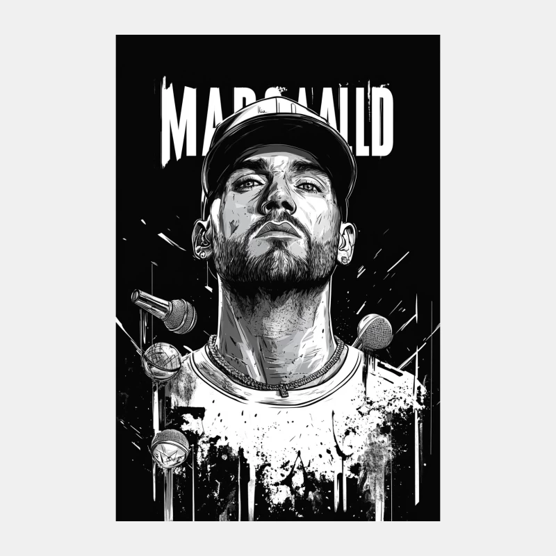 Artistic Black and White Portrait of Urban Rapper Male Tank Top