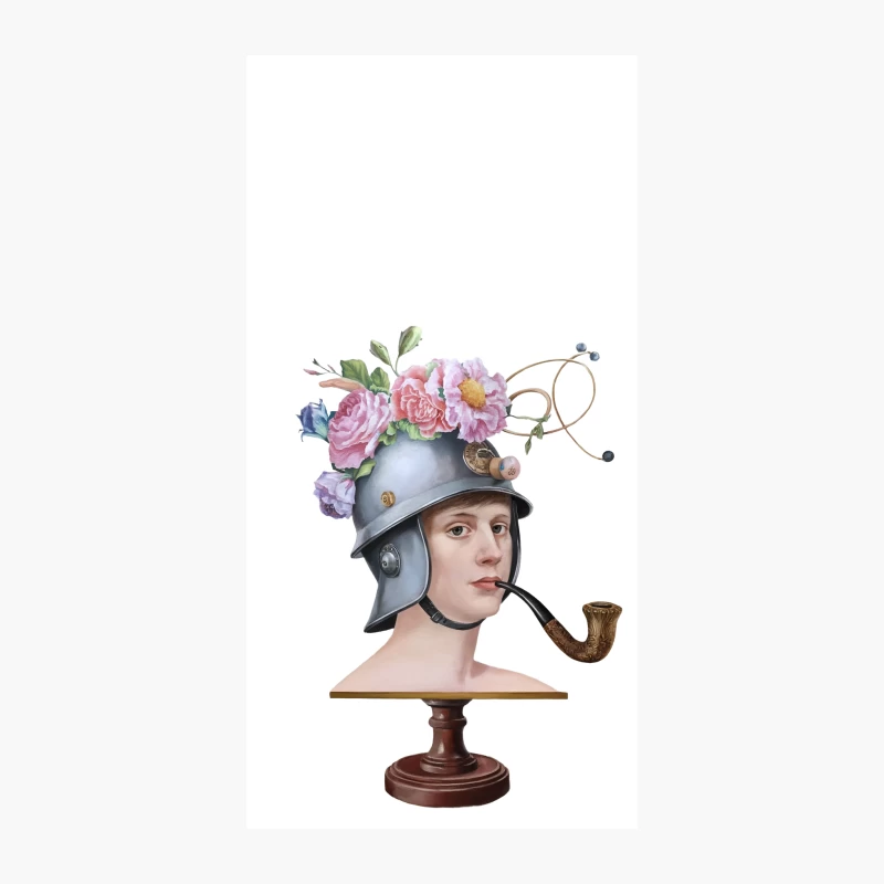 Whimsical Floral Helmet Bust: A Surreal Vintage-Inspired Sculpture iPhone Case