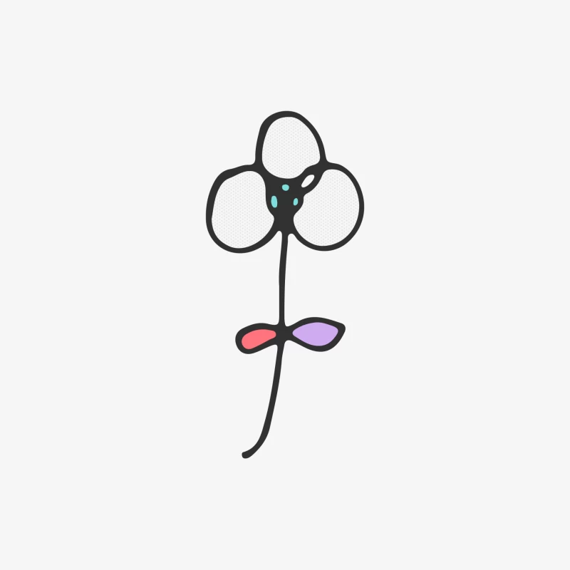 Fleur minimaliste dessinée à la main Femme Manches Longues T-Shirt