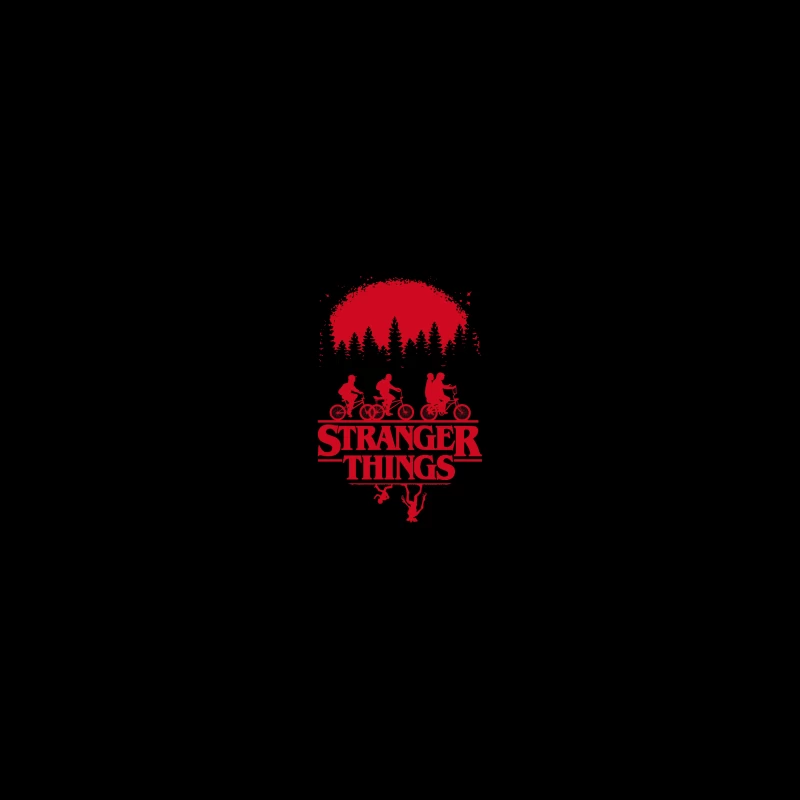 Stranger Things Red Silhouette Poster with Kids on Bikes Coffee Mug