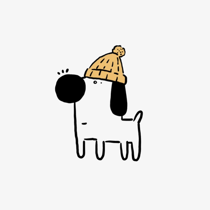 Hund mit Mütze Illustration Herren Langarm T-Shirt