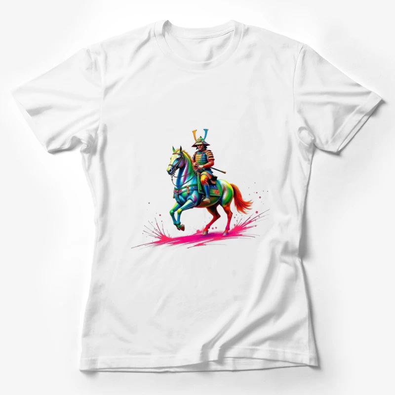 Colorful Samurai on Horseback Female T-Shirt