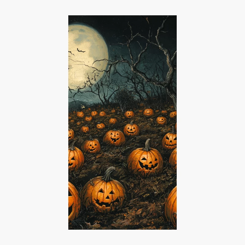 Spooky Halloween Night with Jack-o'-Lanterns under Full Moon iPhone Case