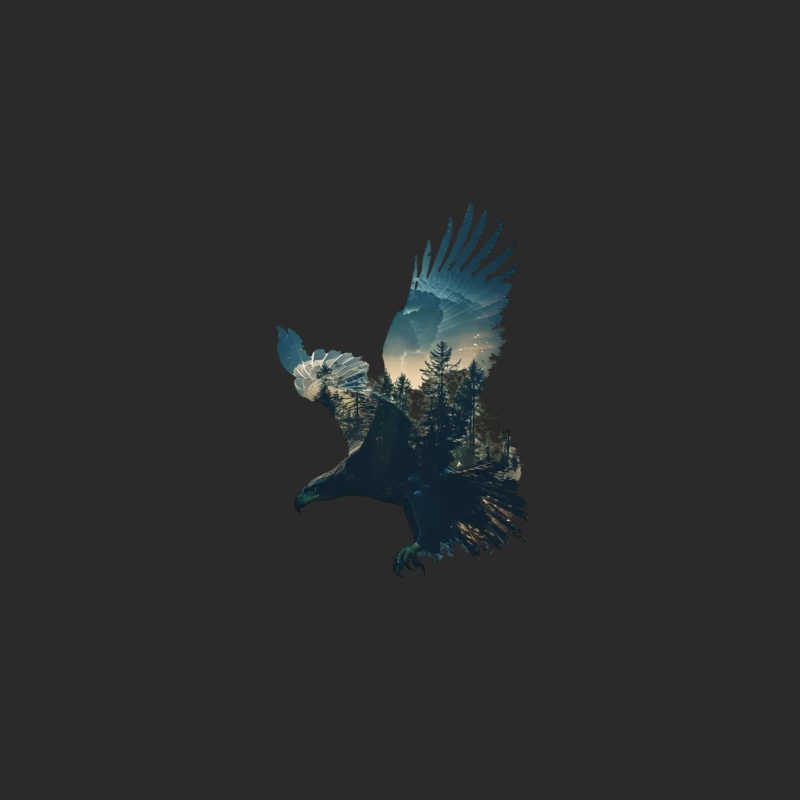 Majestic Eagle with Forest Silhouette Baseball Cap