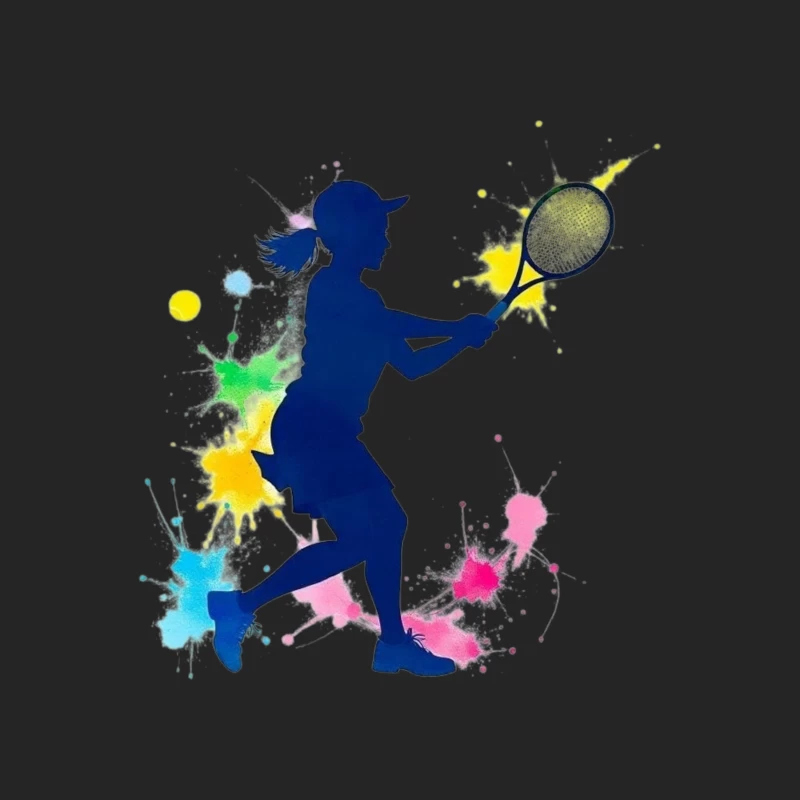 Silhouette of a Female Tennis Player Male Pullover Sweatshirt
